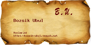 Bozsik Ubul névjegykártya